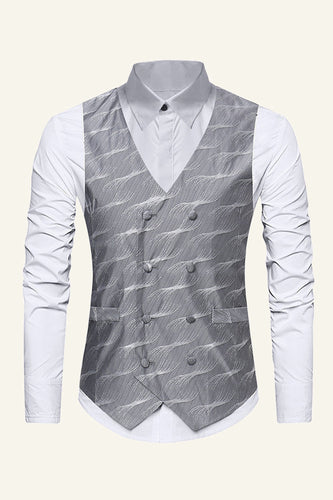 Grey Lapel Double Breasted Men's Suit Vest