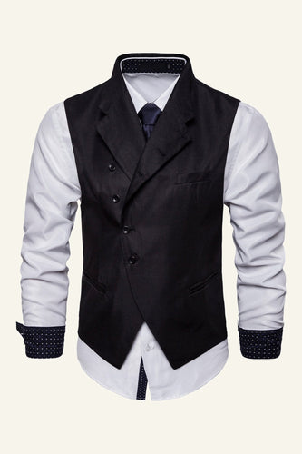 Black Notch Lapel Men's Casual Vest