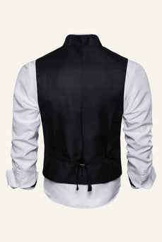 Black Notch Lapel Men's Casual Vest
