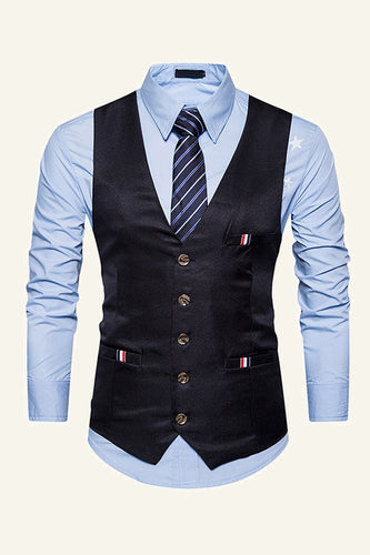 Black Single Breasted Lapel Men's Vest