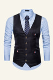 Black Single Breasted Lapel Men's Vest