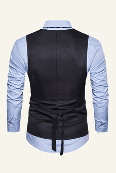 Black Single Breasted Lapel Men's Vest