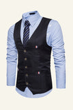 Black Single Breasted Lapel Men's Vest