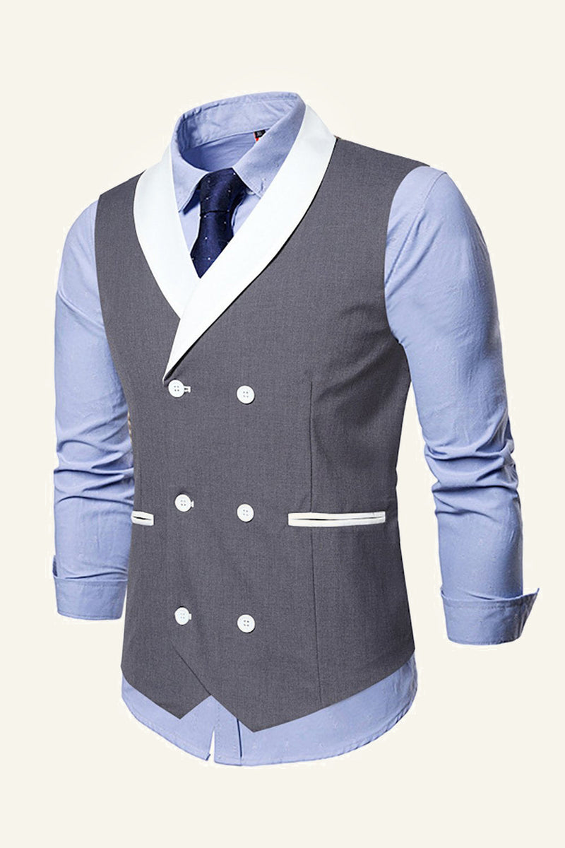 Load image into Gallery viewer, Black Shawl Lapel Double Breasted Men&#39;s Suit Vest