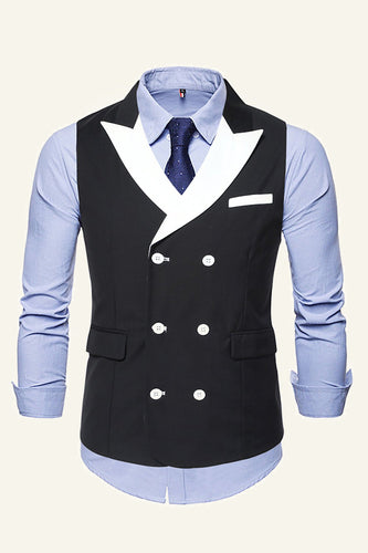 Grey Peak Lapel Double Breasted Men's Suit Vest