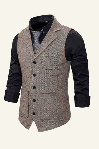 Notch Lapel Single Breasted Men's Suit Vest