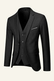 Black Notched Lapel 3 Piece Wedding Men Suits