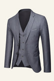 Black Notched Lapel 3 Piece Wedding Men Suits