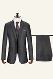 Burgundy Notched Lapel Plaid 3 Piece Men Suits