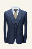 Dark Blue 3 Piece Men Wedding Suits