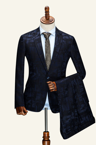 Dark Blue Notched Lapel 2-Piece Men's Suit