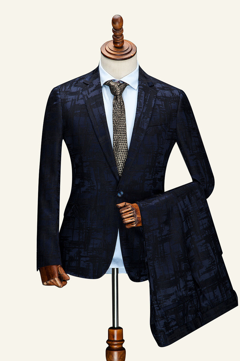 Load image into Gallery viewer, Dark Blue Notched Lapel 2-Piece Men&#39;s Suit
