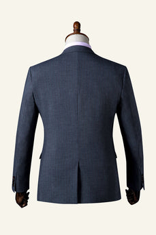 Dark Blue Single-Breasted 3-Piece Men's Suit