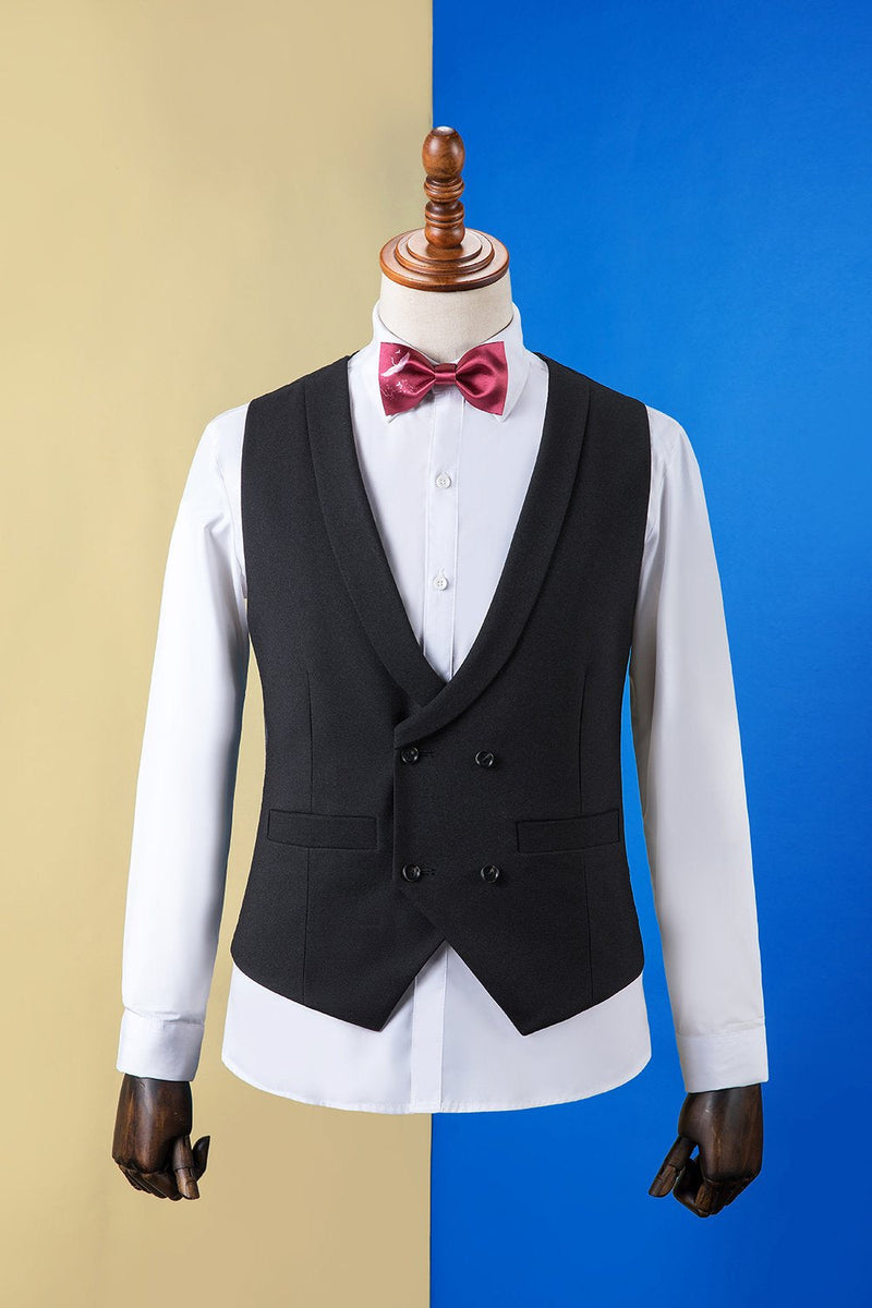 Load image into Gallery viewer, Black Peaked Lapel 3-Piece Men&#39;s Suit Tuxedo