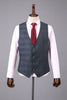 Load image into Gallery viewer, Grey Plaid 3-Piece Peaked Lapel Men&#39;s Suit