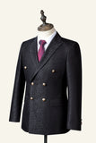 Black Jacquard Double-Breasted 3-Piece Men's Suit