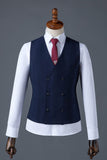 Navy Notched Lapel 3-Piece Men's Suit