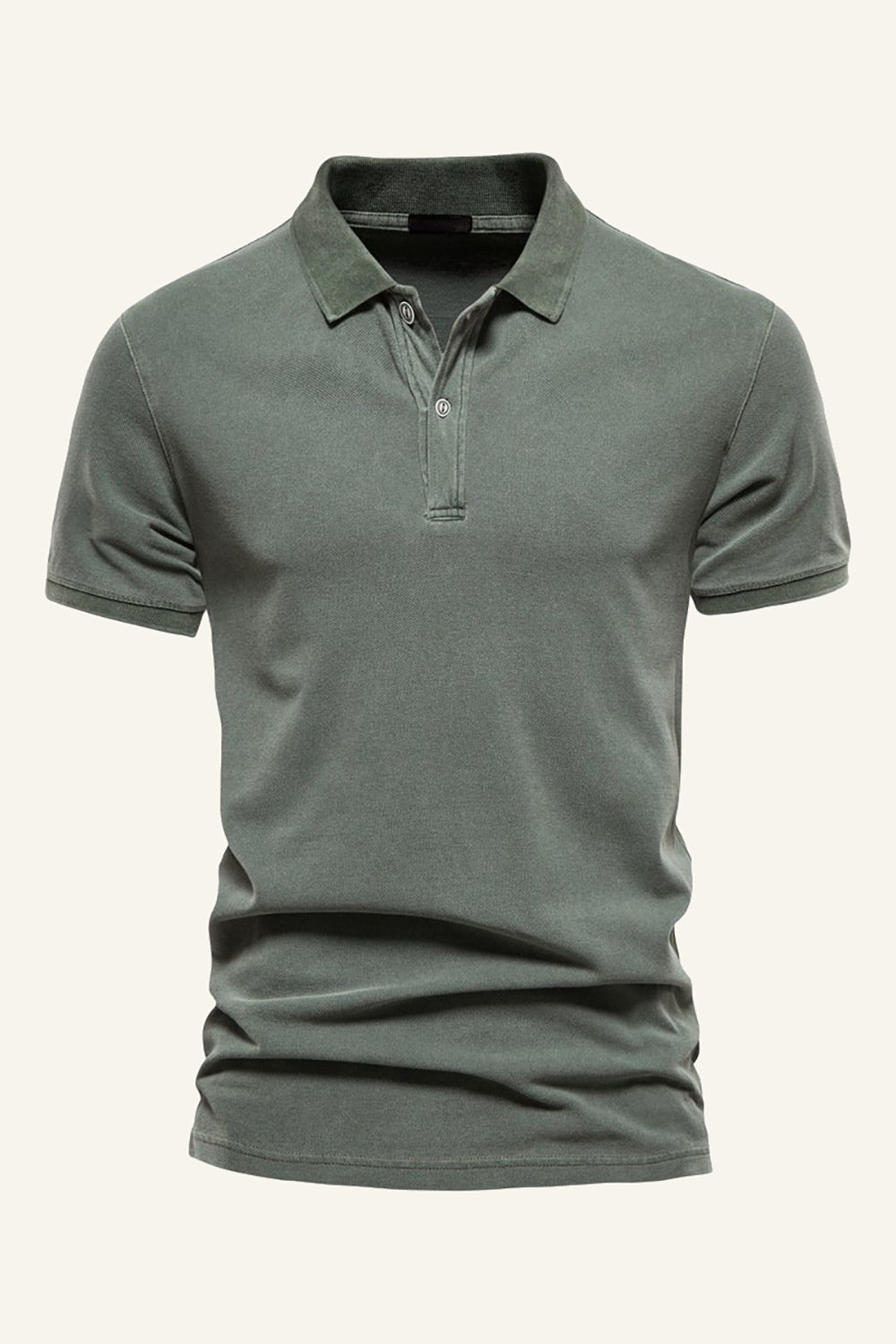 Classic Grey Green Regular Fit Collared Short Sleeves Men's Polo Shirt