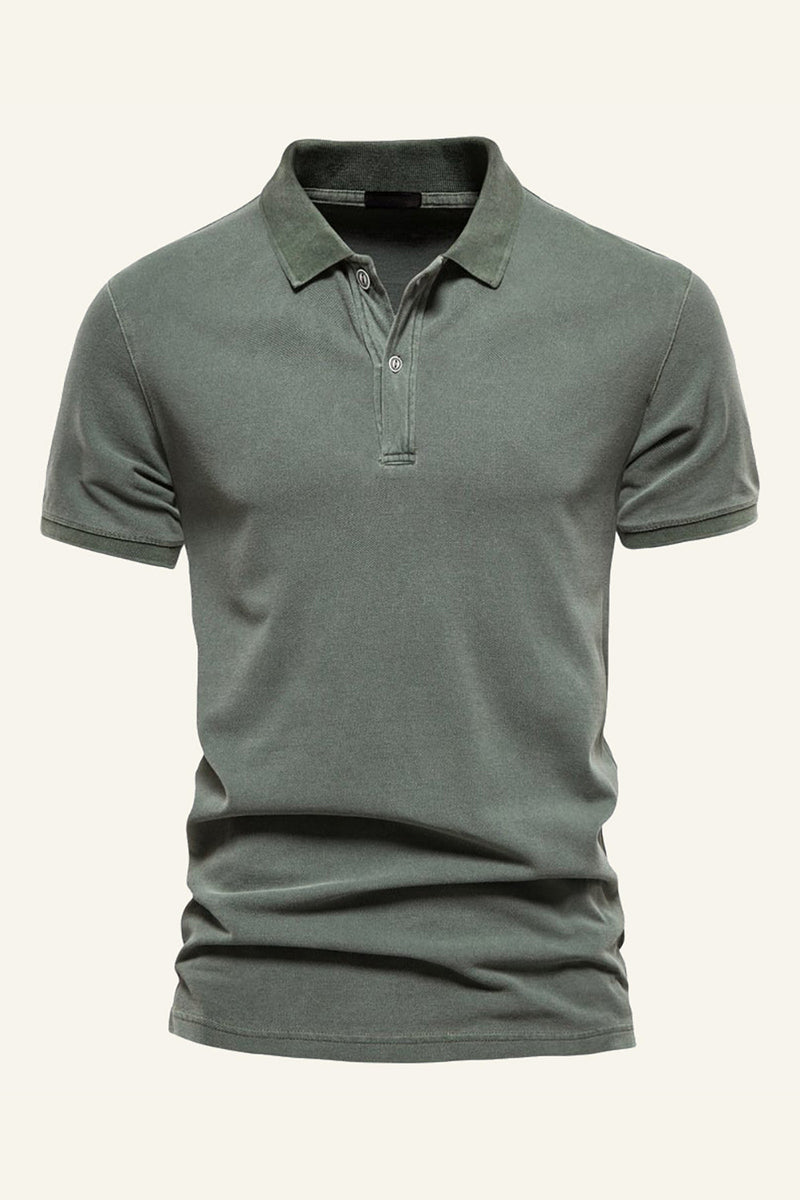 Load image into Gallery viewer, Classic Grey Green Regular Fit Collared Short Sleeves Men&#39;s Polo Shirt