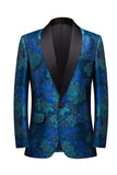 Blue Jacquard Shawl Lapel Men's Prom Blazer