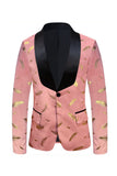 Turquoise Jacquard Shawl Lapel Men's Prom Blazer