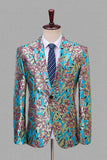 Black and Golden Notched Lapel Jacquard Men's Blazer