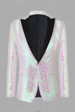 Sparkly White Sequins Peak Lapel Men's Prom Blazer