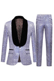 Light Pink Jacquard Shawl Lapel 2 Piece Men's Prom Suits