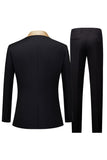 Black and Champagne 3 Piece Shawl Lapel Men's Prom Suits