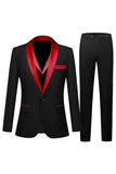 Black and Champagne 3 Piece Shawl Lapel Men's Prom Suits