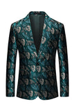 Dark Green Jacquard Notched Lapel Men's Prom Blazer