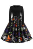 Load image into Gallery viewer, Halloween Print Long Sleeve Vintage Dress