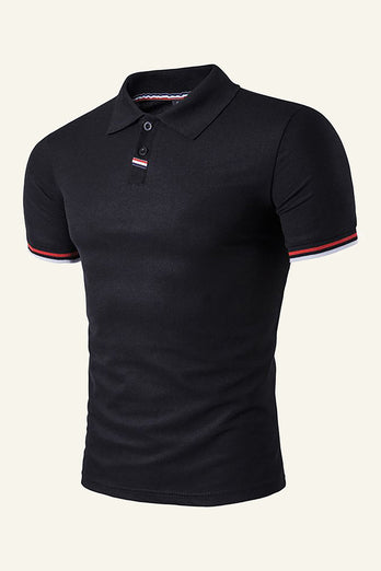 Black Short-Sleeve Casual Polo Shirt