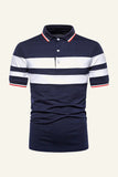 Stripes Black Short Sleeves Casual Polo Shirt