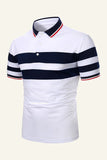 Stripes Black Short Sleeves Casual Polo Shirt