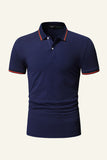 Slim Fit Short Sleeves Navy Polo Shirt