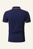 Slim Fit Short Sleeves Navy Polo Shirt