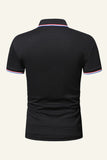 Men's Black Cotton Short-sleeve Casual Polo Shirt