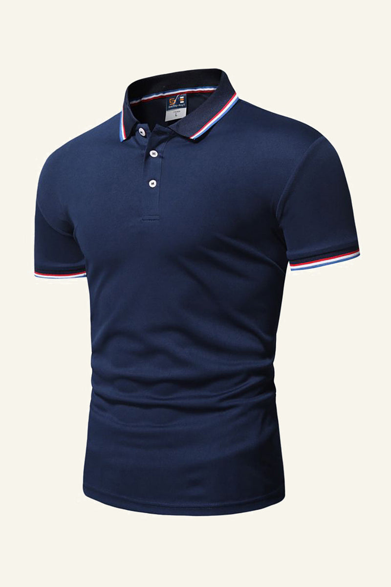 Load image into Gallery viewer, Men&#39;s Black Cotton Short-sleeve Casual Polo Shirt