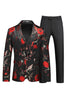 Load image into Gallery viewer, Men&#39;s Red Jacquard 3-Piece Notched Lapel Homecoming Suits