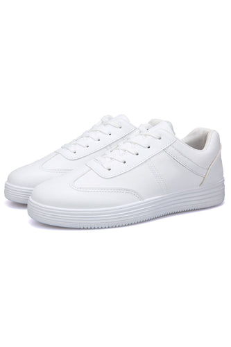 White Lace-Up Casual Shoes For Men