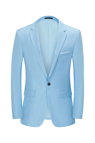 Men's Light Blue Notched Lapel One Button Wedding Blazer