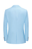 Men's Light Blue Notched Lapel One Button Wedding Blazer