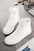 Load image into Gallery viewer, White Buckle High Top Canvas Sneakers