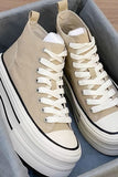 Light Khaki Platform High Top Canvas Sneakers