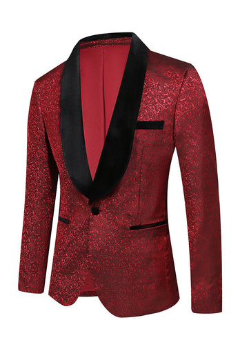 Red Jacquard 2 Piece Men's Prom Suits