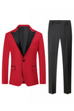 Red Peak Lapel One Button 2 Piece Men's Prom Suits