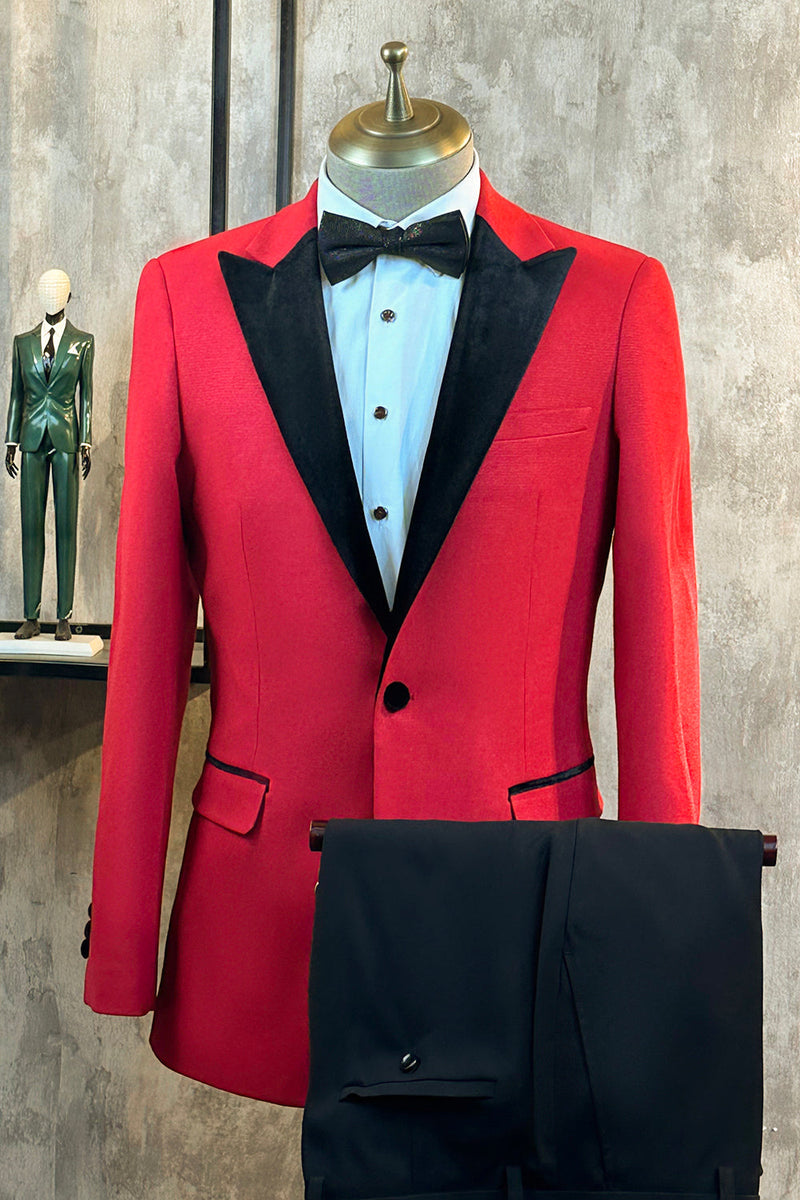 Load image into Gallery viewer, Red Peak Lapel 2 Piece Men&#39;s Prom Suits