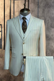 White Pinstriped 3 Piece Men Suits