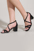 Load image into Gallery viewer, Black Cross Strappy Block Heel Sandal